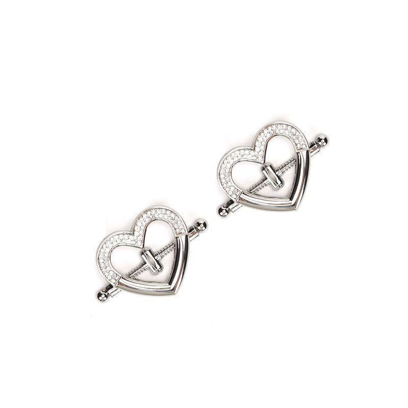 Heart-shaped Nipple Clamps with Rhinestones