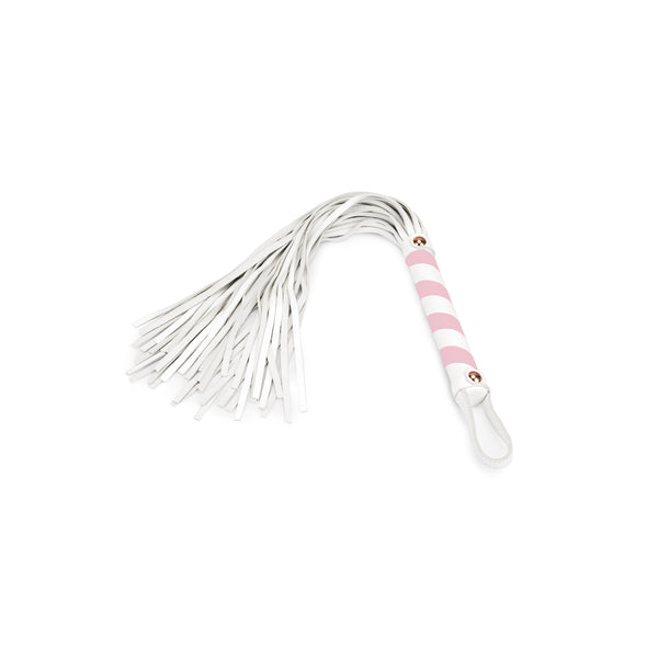 Luxury white and pink leather flogger whip from the Fairy collection by LIEBE SEELE, designed for both gentle and intense bondage play