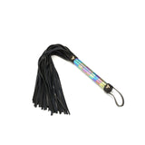 Rainbow holographic handle flogger from Vivid Niji Soft Bondage Kit, ideal for beginner's BDSM play