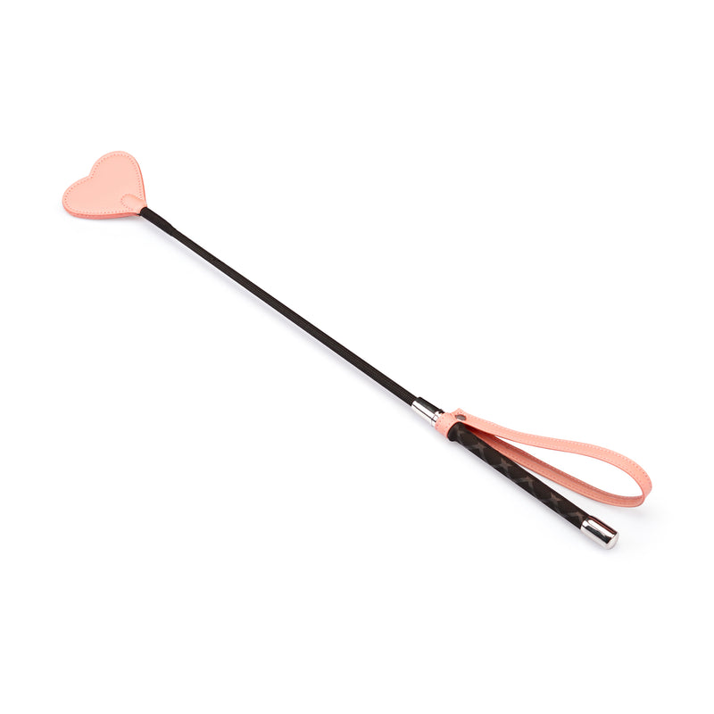 Dark Candy: Pink Vegan Leather Riding Crop with Heart Shape Tip