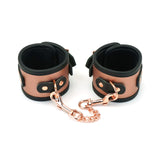 Rose Gold Memory: Leather Handcuffs with Faux Fur Lining