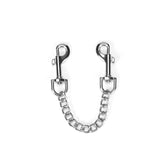 Silver quick-release clips with removable chain for leather ankle cuffs from the Black Bond collection