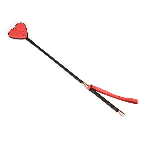 Angel's Kiss Pink Ostrich Skin Pattern Leather Tip Riding Crop Whip