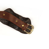 Premium leather bondage collar with vintage gold buckle and quilted design from The Equestrian collection