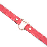 Cherry blossom pink leather choker with ostrich skin pattern and rose gold heart buckle from Angel's & Demon's Kiss collection