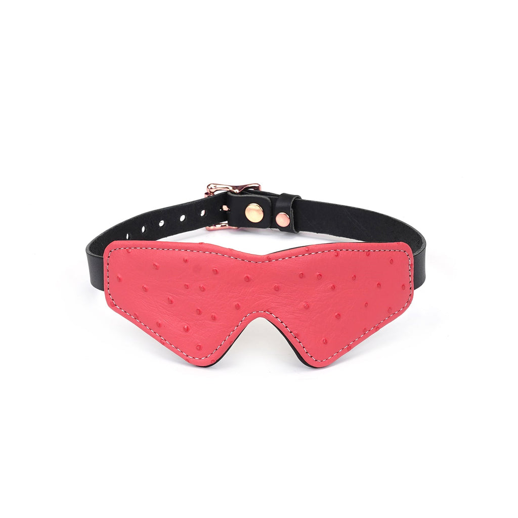 Angel's Kiss Pink Ostrich Skin Pattern Leather Blindfold 