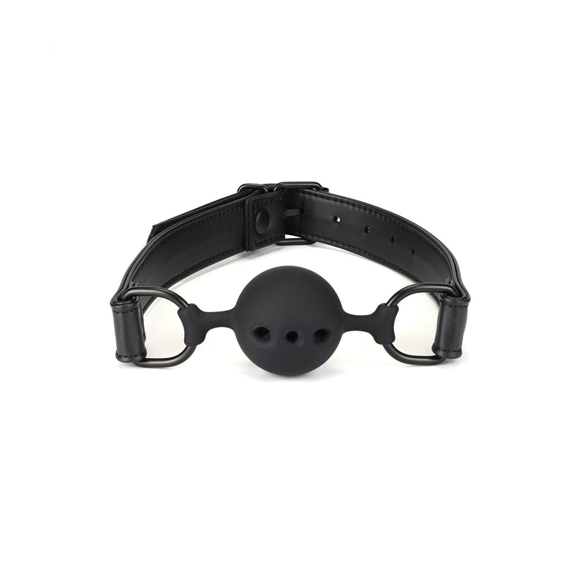 Vegan Fetish: Breathable Silicone Ball Gag (1.7 inch diameter) with Faux Leather Straps