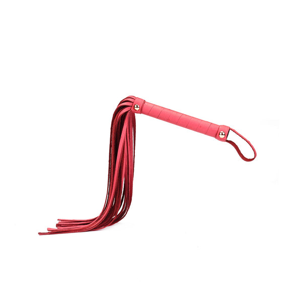 Angel's Kiss Pink Ostrich Skin Pattern Leather Flogger Whip