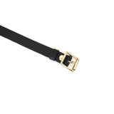 Black leather blindfold strap with rose gold buckle from the Demon's Kiss collection, highlighting luxurious gothic design and quality craftsmanship