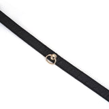 Black leather choker with gold O-ring and ostrich skin pattern from Demon's Kiss bondage collection