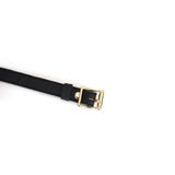 Black leather bondage collar with gold buckle, part of the Angel's & Demon's Kiss collection