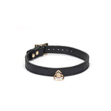 Demon's Kiss: Black Leather Choker with O-Ring and Ostrich Skin Pattern