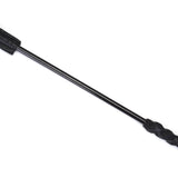 Black leather short riding crop with heart-shaped tip and textured handle from the Angel's & Demon's Kiss collection