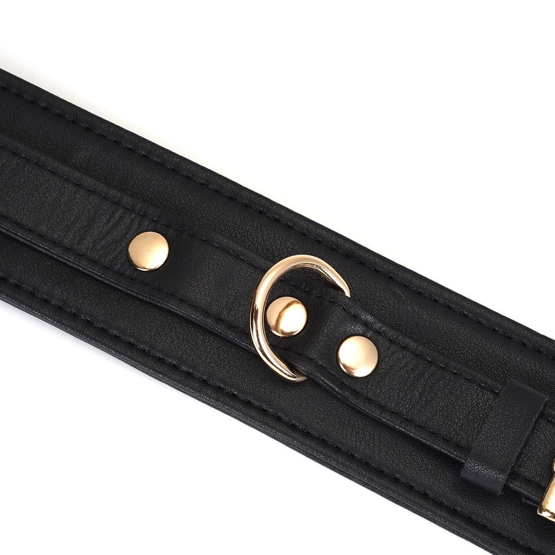 Dark Secret: Leather Ankle Cuffs with Gold Hardware