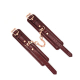 Wine Red -Leather Handcuffs with Rose Gold Hardware