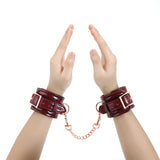 Wine Red -Leather Handcuffs with Rose Gold Hardware